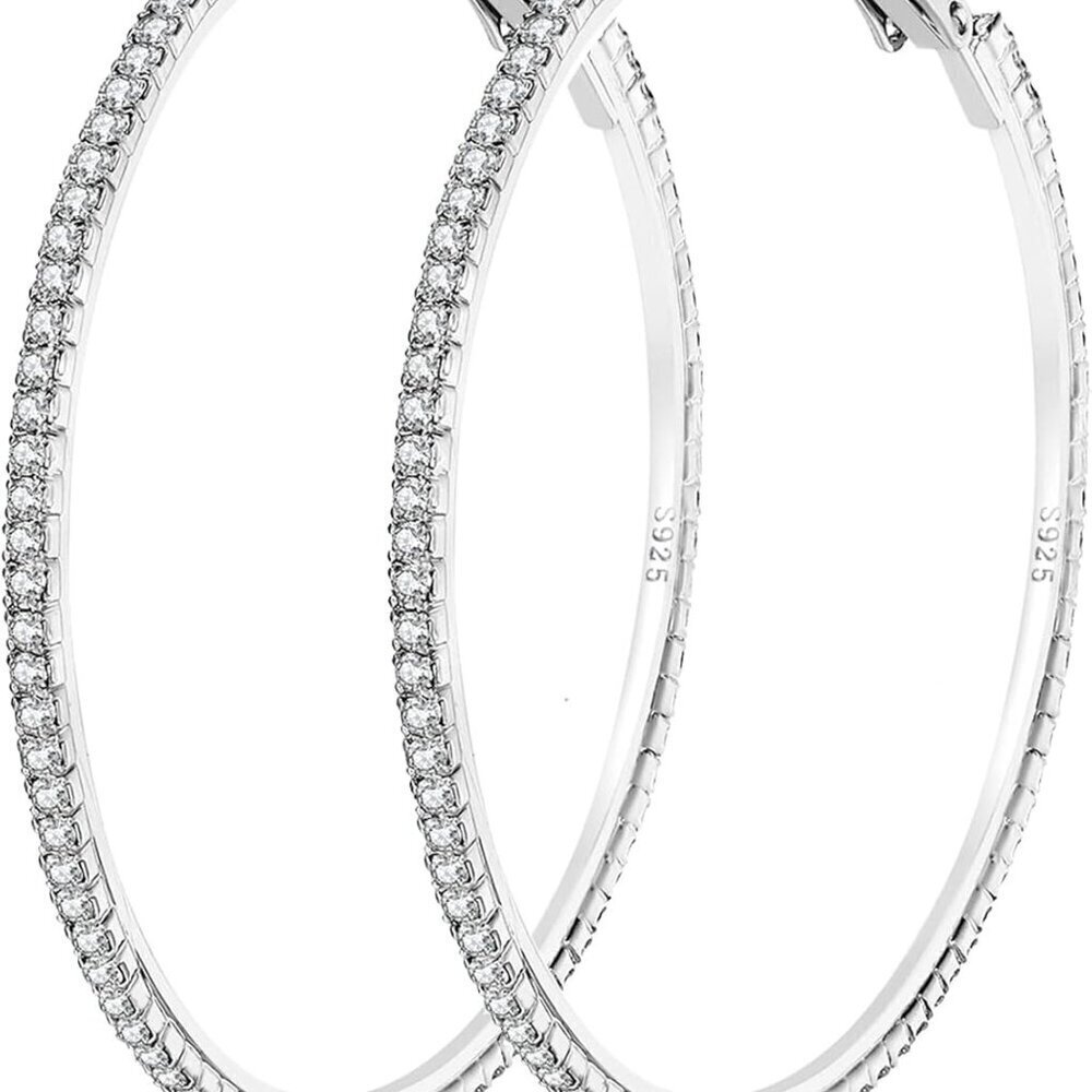 Glamorous Cubic Zirconia Hoop Earrings - Hypoallergenic & Lightweight Design